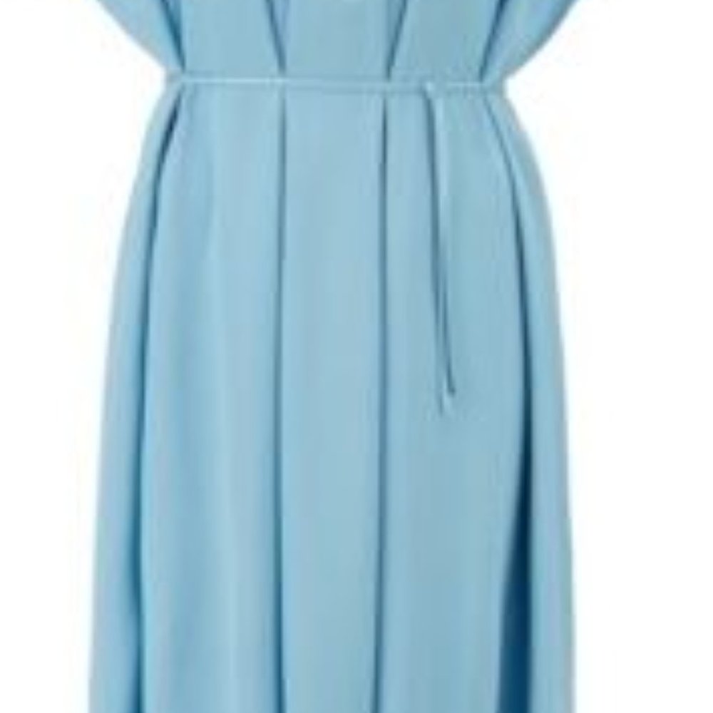 Hugo Boss Dibanty Belted Drape Midi‎ Dress in Pastel Blue, Size 14, NWT - Picture 4 of 11